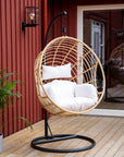 Venture Home Viga - Hanging Chair Round - Black Frame / Natur Wicker / Offwhite Cushion