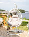 Venture Home Viga - Hanging Chair - White Frame / White Wicker / Grey Cushion
