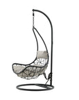 Venture Home Vide Hanging Chair - Black Frame / Black Wicker / Grey Cushion