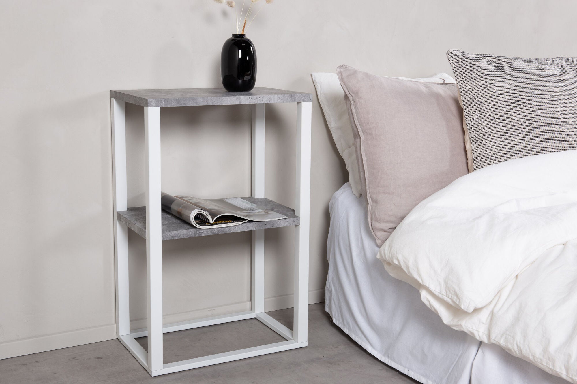 Venture Home Rise Bedside Table - &quot;Concrete &quot; - White
