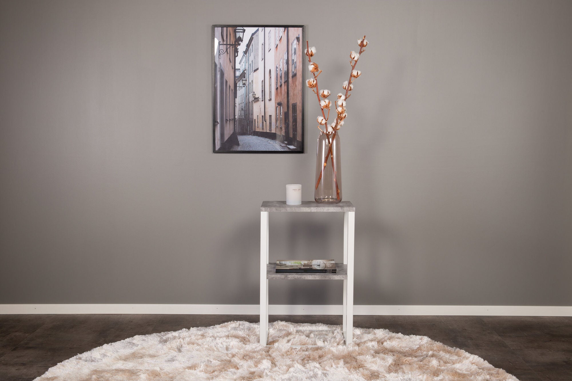 Venture Home Rise Bedside Table - &quot;Concrete &quot; - White