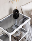 Venture Home Rocker Bedside Table - White / Grey Smokey Glass