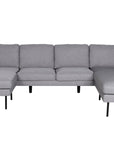 Venture Home Zoom U-Sofa – Schwarz / Stahlgrauer Stoff