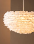 Venture Home Nicola - Lámpara colgante extragrande - Blanco / Pluma artificial blanca