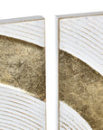 Metal wall decoration tripticon in gold and white