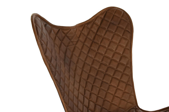 Butterfly chair leather cognac brown