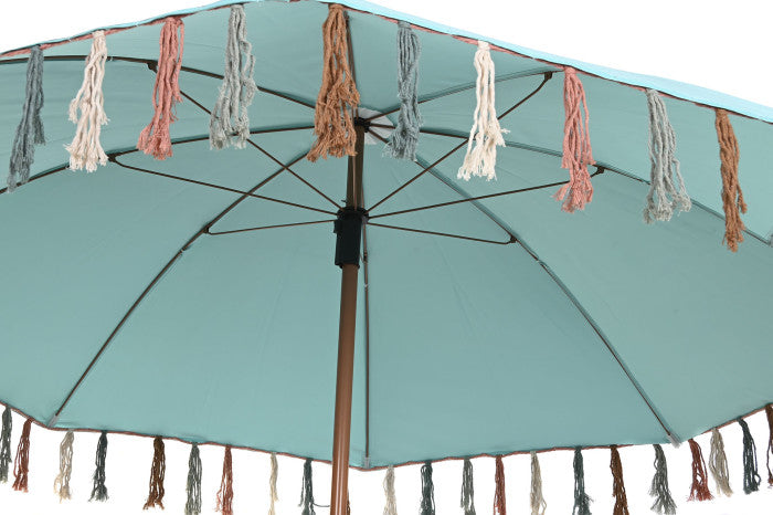 Sun Umbrella in sky blue with fringes