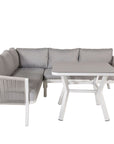 Venture Home Virya Corner sofa set  (3+2+1) White alu / Grey rope / grey cushion