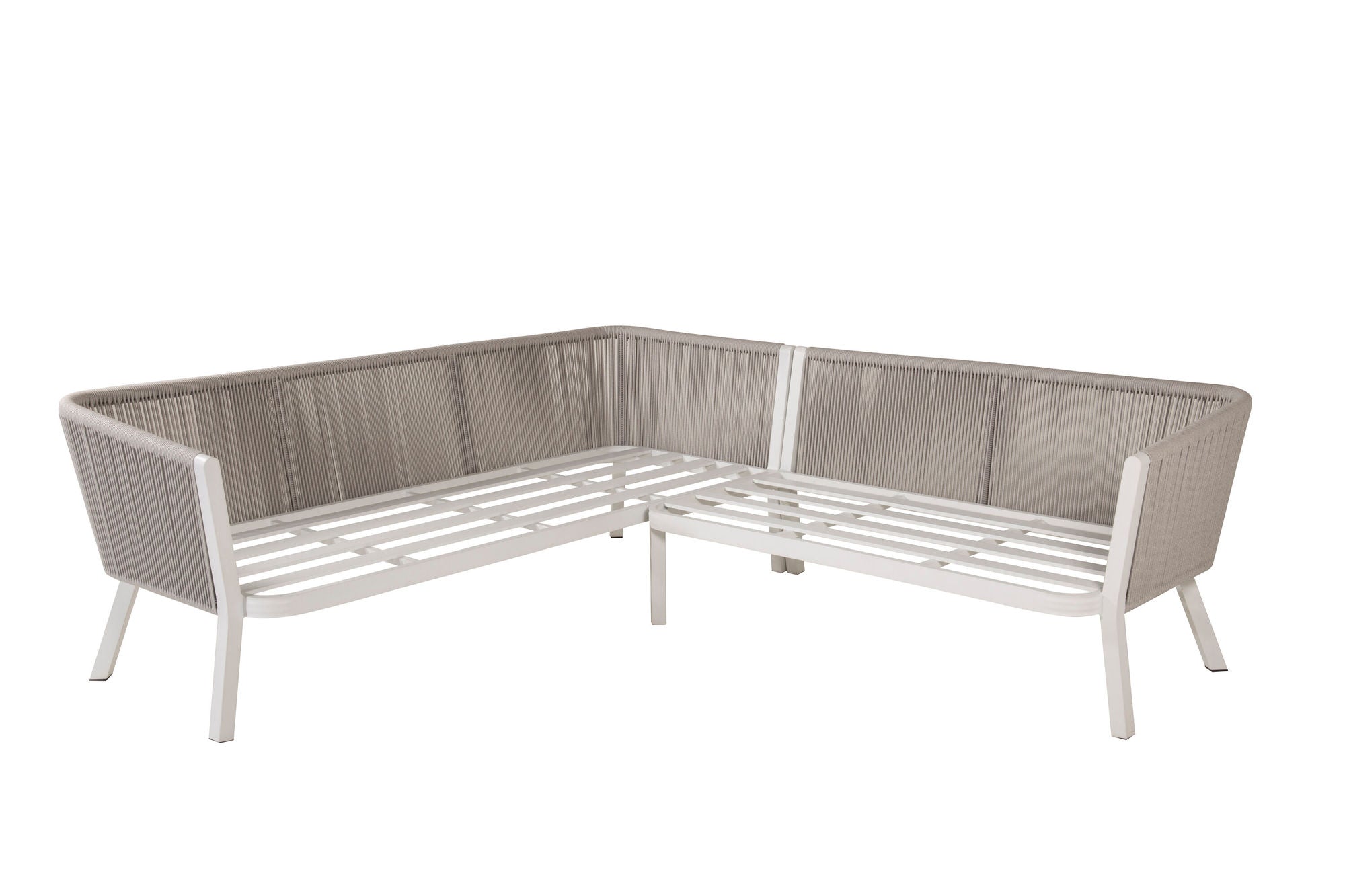 Venture Home Virya Conjunto de sofás esquineros (3+2+1) Aluminio blanco / Cuerda gris / Cojín gris