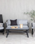 Venture Home Virya Lounge set (3+2+1) BLACK alu / Grey rope / grey cushion