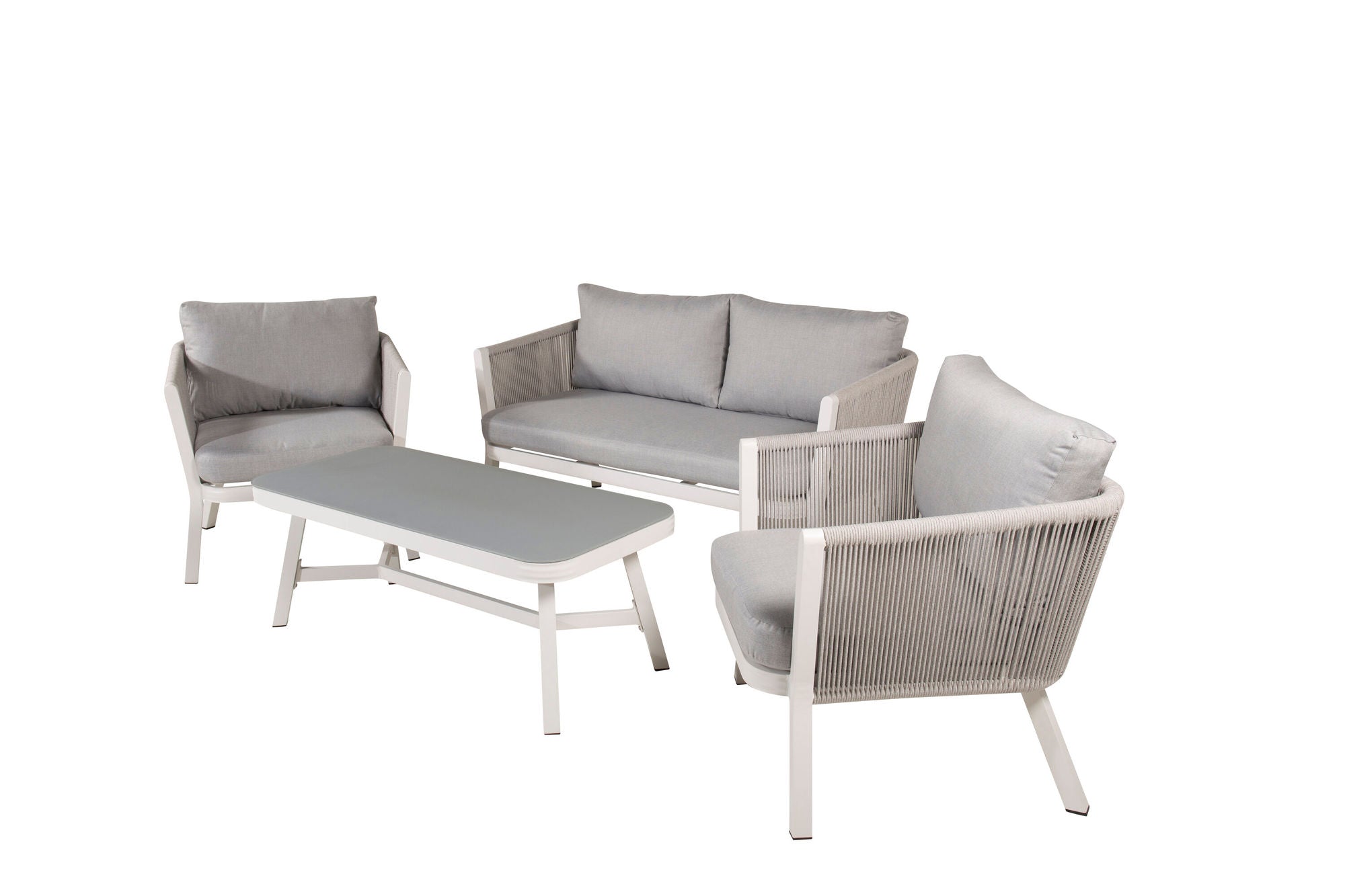 Venture Home Virya Lounge set (3+2+1) White alu / Grey rope / grey cushion