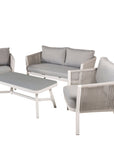 Venture Home Conjunto de salón Virya (3+2+1) Aluminio blanco / Cuerda gris / Cojín gris