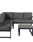 Venture Home Salvador Corner Sofa - BLACK / Grey cushions