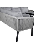 Venture Home Virya Conjunto de sofás esquineros (3+2+1) aluminio NEGRO / Cuerda gris / cojín gris